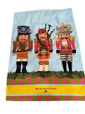 MacKenzie-Childs Nutcracker Dish Towel - Blue, Yellow, Pink, Green